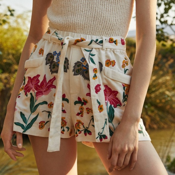 Mango Pants - NWT MNG Embroidered shorts